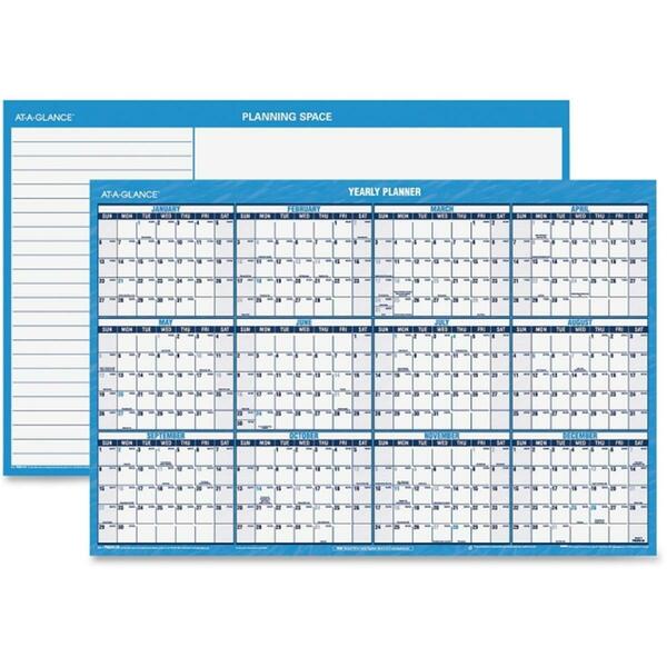 At-A-Glance 36 x 24 in. Erasable Yearly Wall Planner, Horizontal AAGPM20028